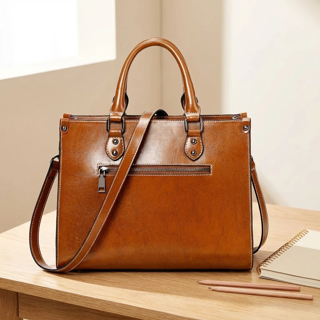 Sac à main bandoulière en cuir véritable essentiel - Tecla