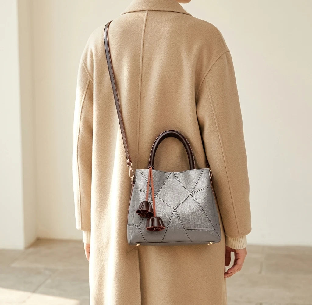 Sac à main bandoulière en cuir véritable fleuri - Cinzia