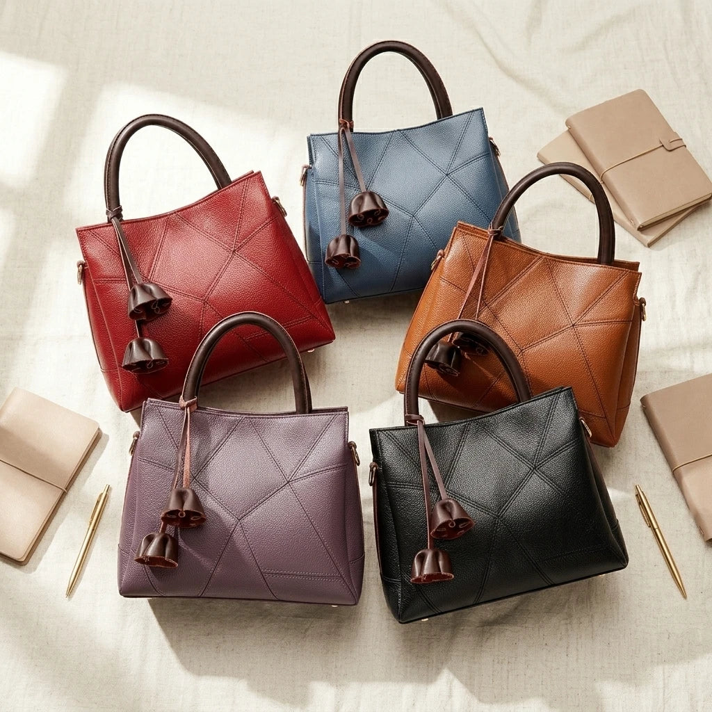 Sac à main bandoulière en cuir véritable fleuri - Cinzia