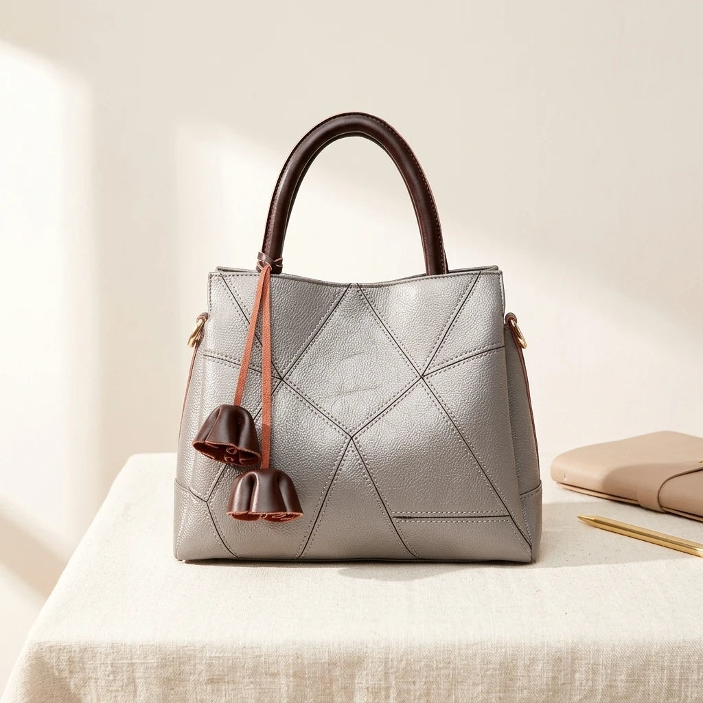 Sac à main bandoulière en cuir véritable fleuri - Cinzia