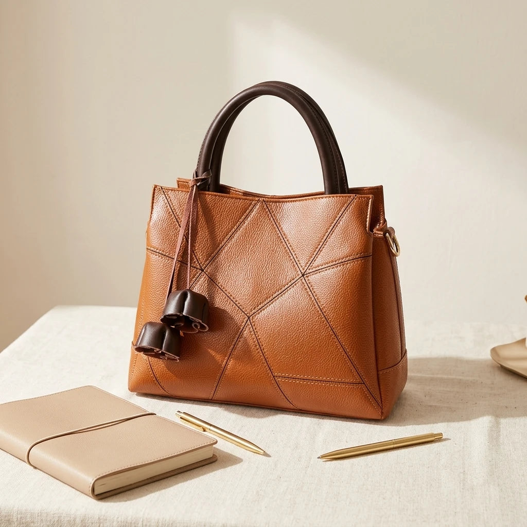 Sac à main bandoulière en cuir véritable fleuri - Cinzia