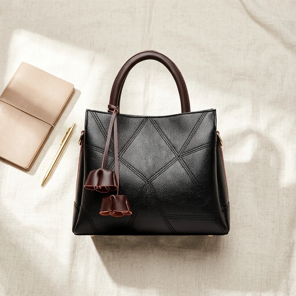 Sac à main bandoulière en cuir véritable fleuri - Cinzia