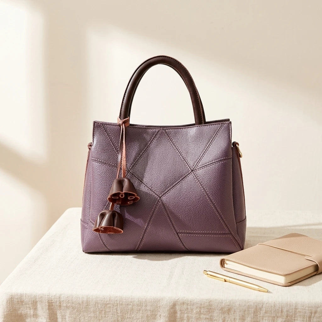 Sac à main bandoulière en cuir véritable fleuri - Cinzia