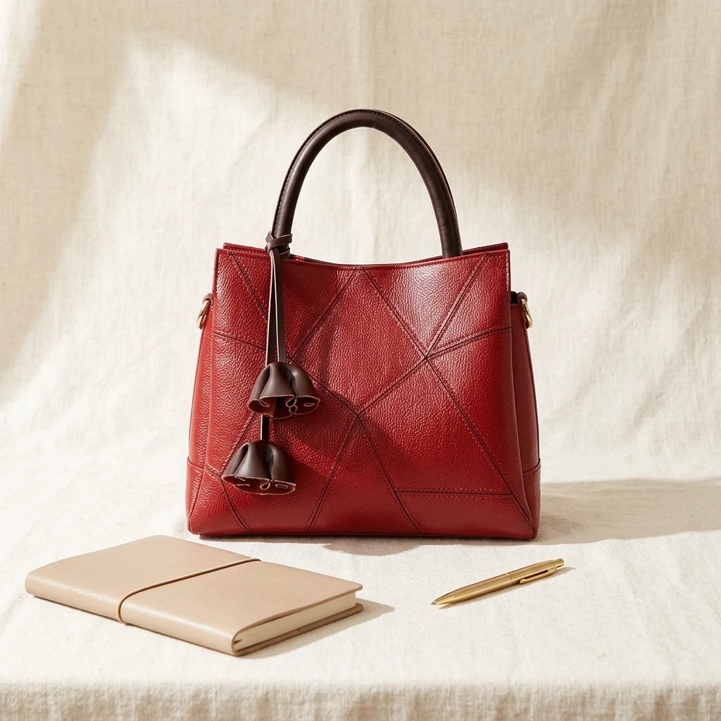Sac à main bandoulière en cuir véritable fleuri - Cinzia