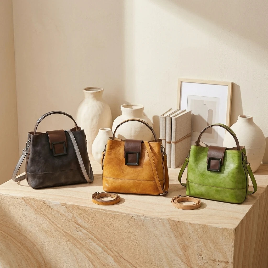 Sac à main bandoulière en cuir véritable simpliste - Gloria