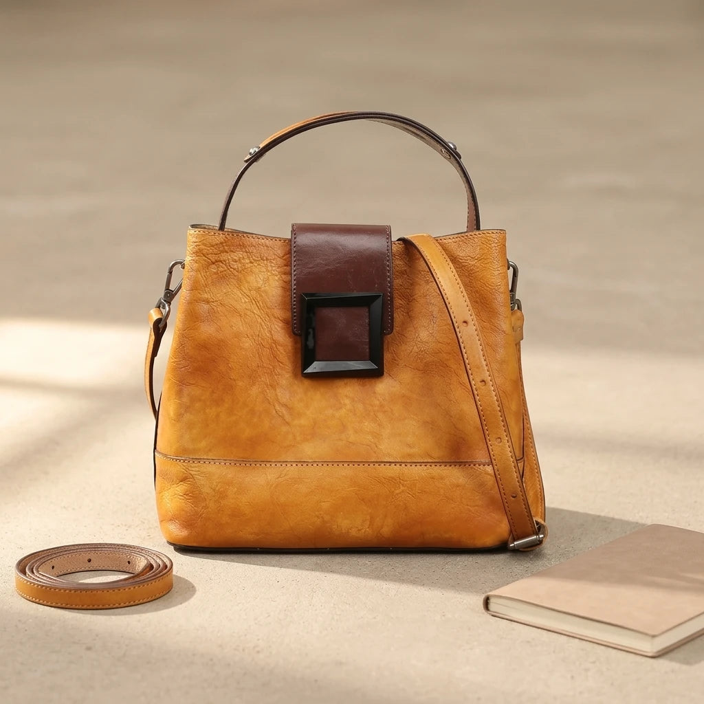 Sac à main bandoulière en cuir véritable simpliste - Gloria