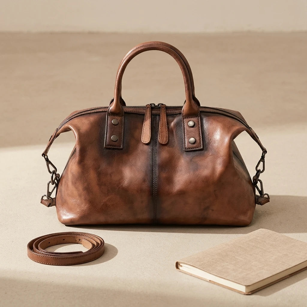 Sac à main bandoulière en cuir véritable western - Rosalba