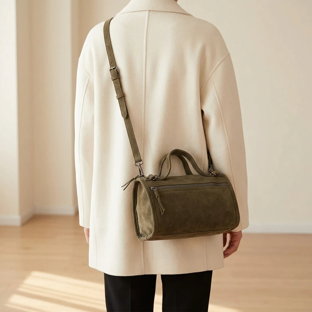 Sac à main bandoulière en daim authentique - Caterina