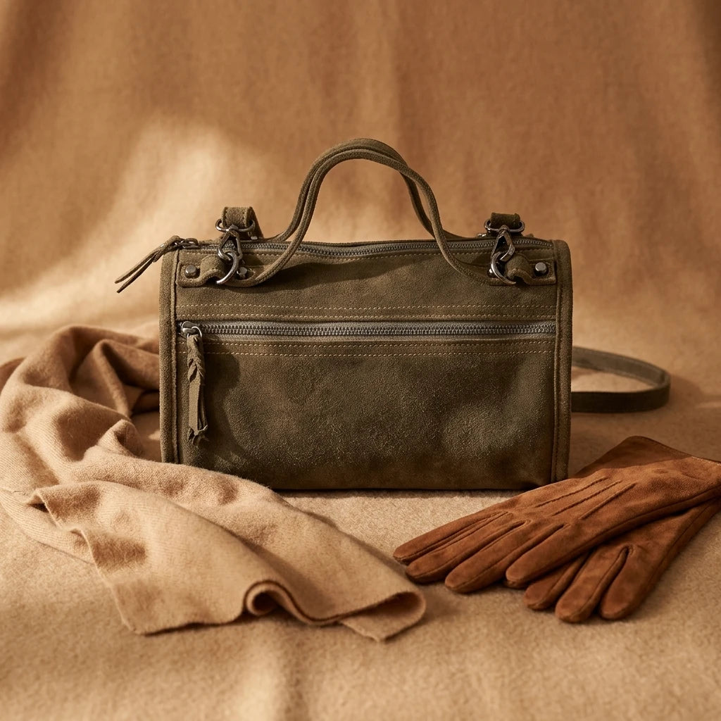 Sac à main bandoulière en daim authentique - Caterina