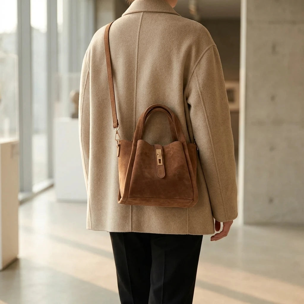 Sac à main bandoulière en daim givré élégant - Greta