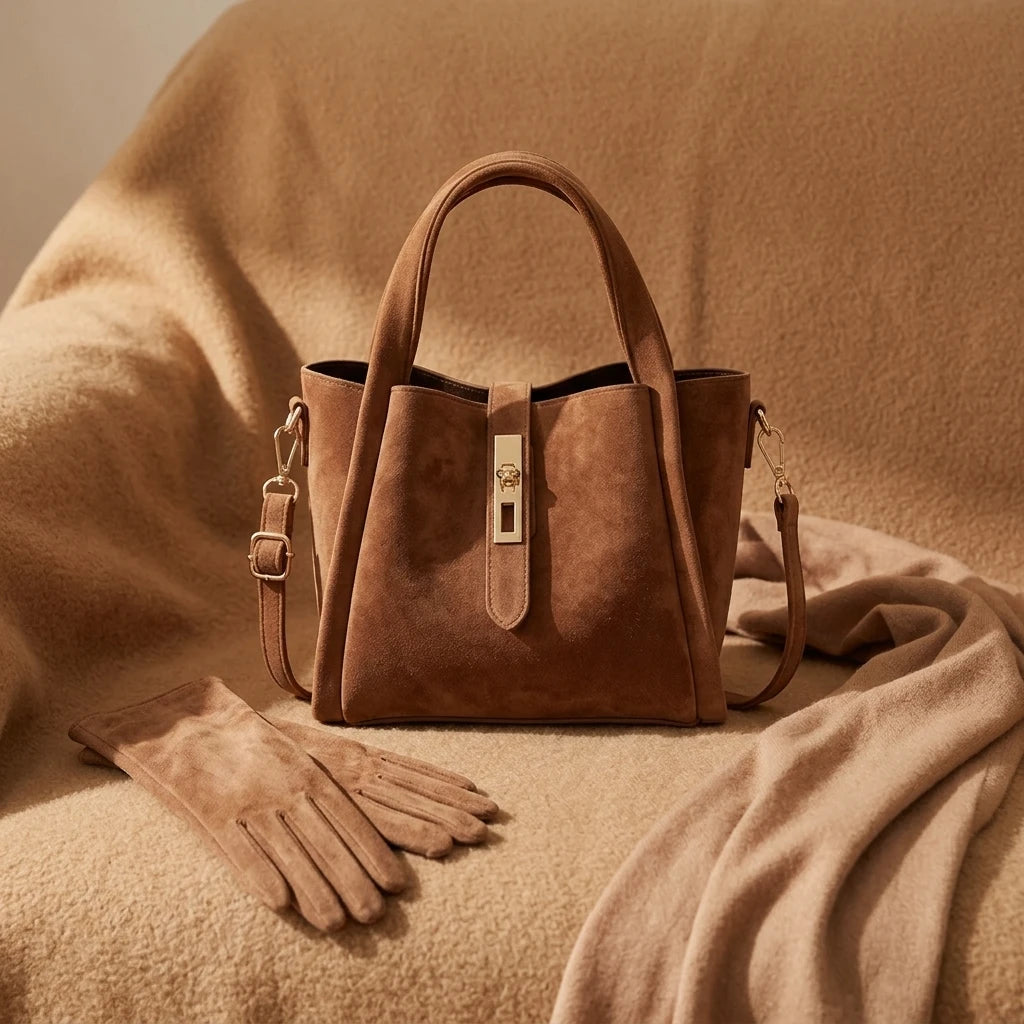 Sac à main bandoulière en daim givré élégant - Greta