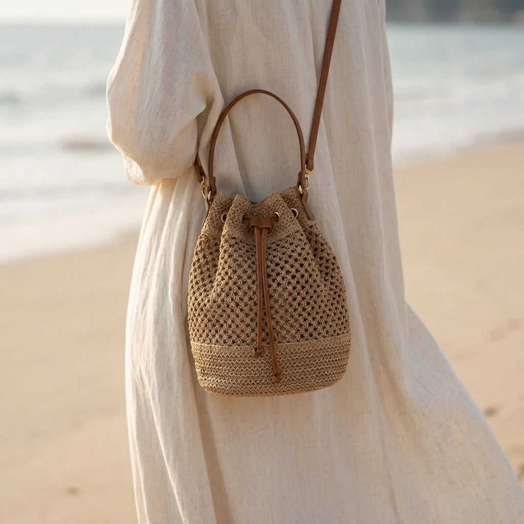Sac à main bandoulière en paille bohème - Adelina