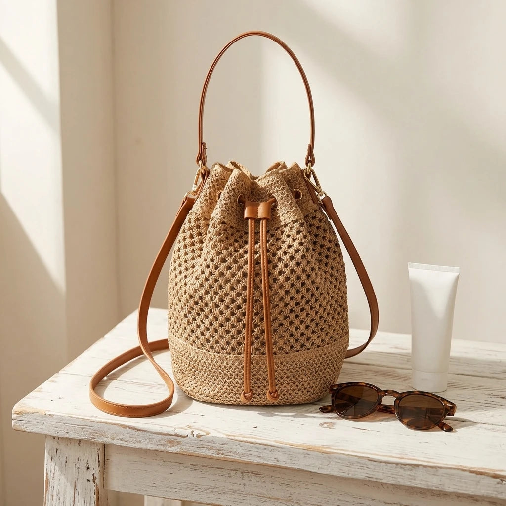 Sac à main bandoulière en paille bohème - Adelina