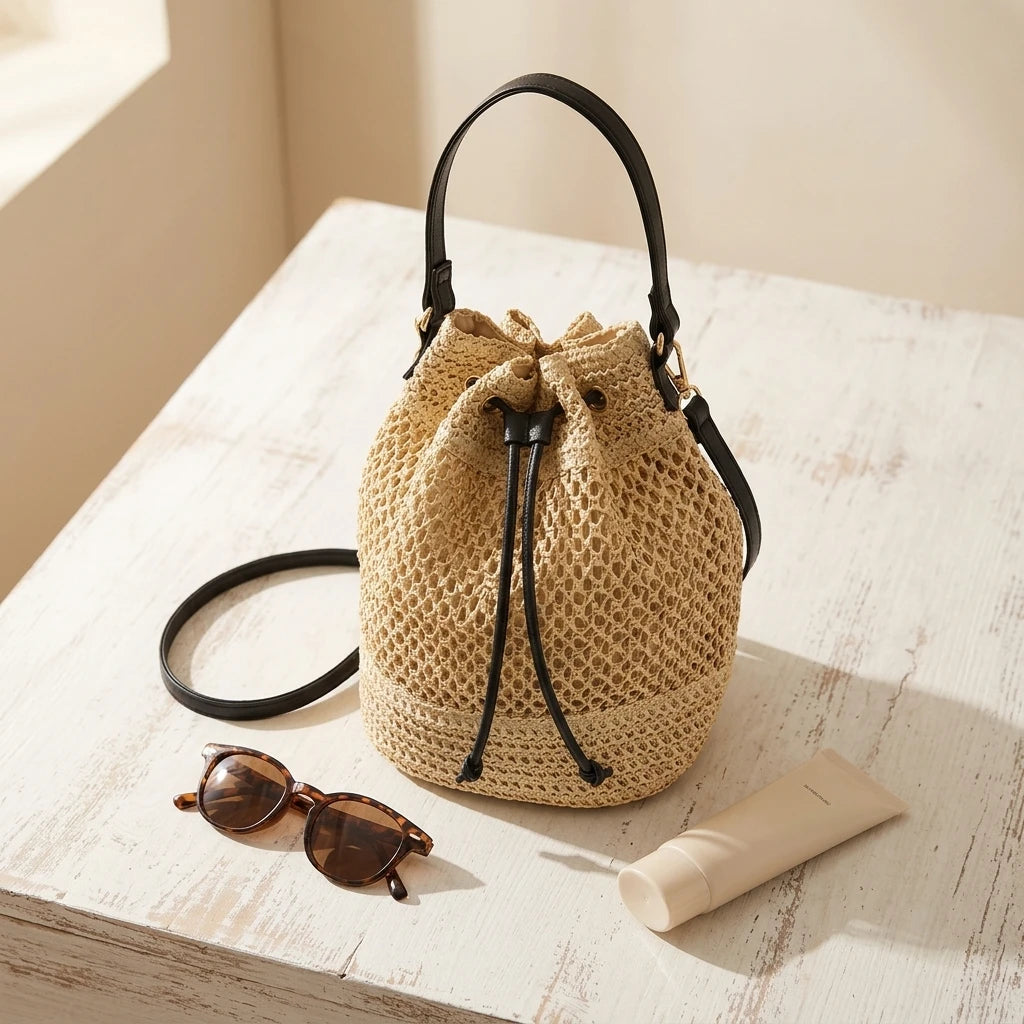 Sac à main bandoulière en paille bohème - Adelina