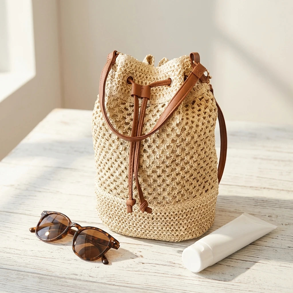 Sac à main bandoulière en paille bohème - Adelina