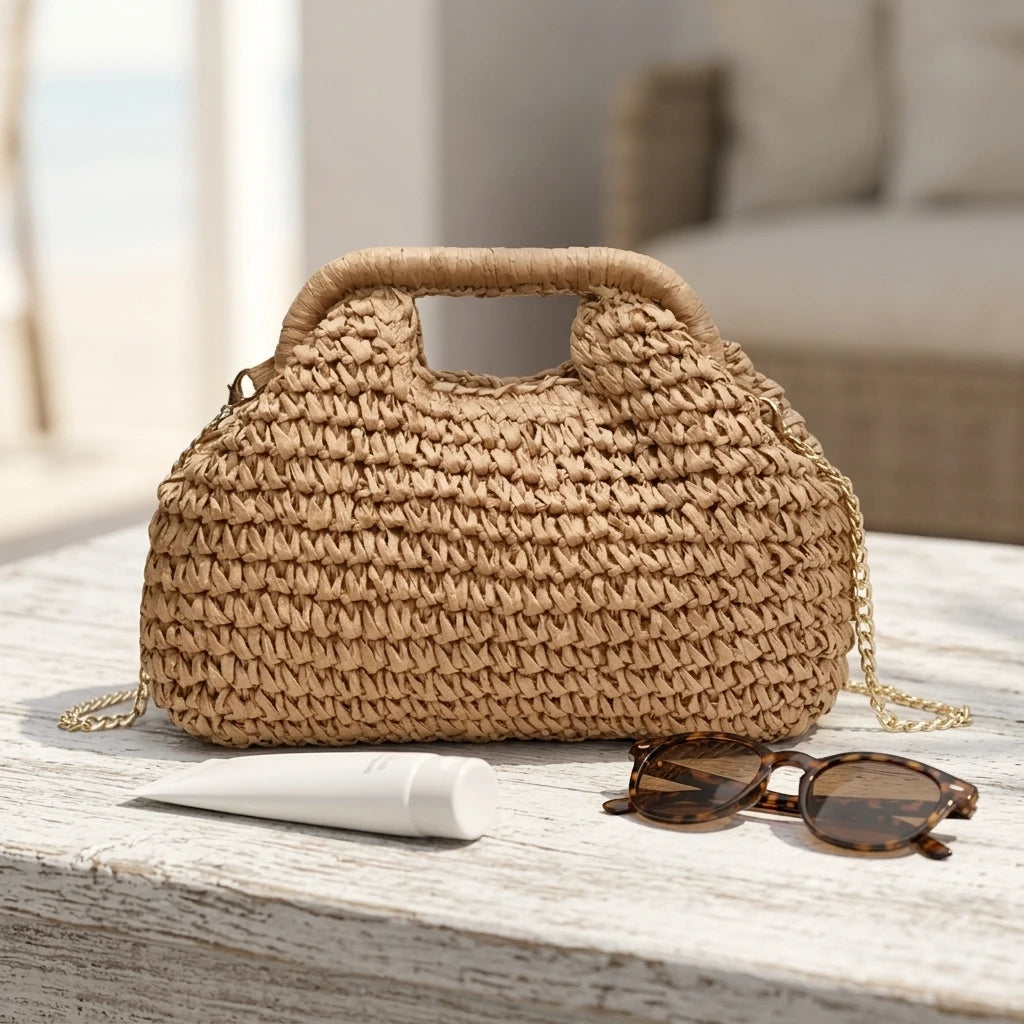 Sac à main bandoulière en paille bohème - Lisa