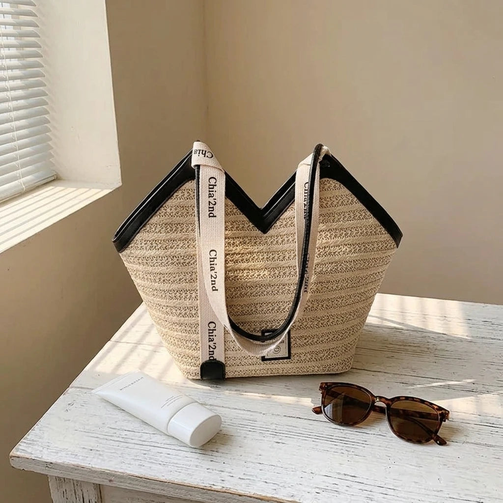 Sac à main bandoulière en paille estival - Alma