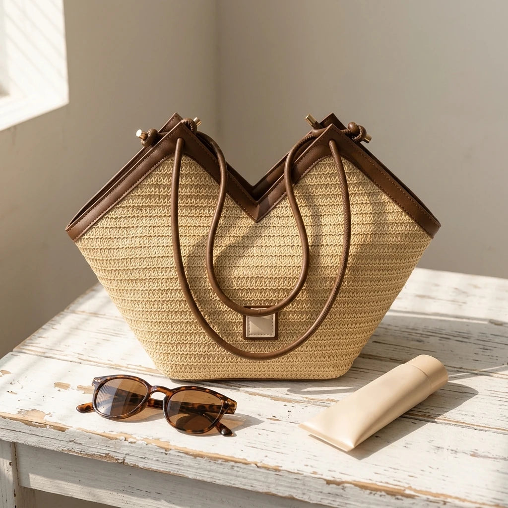 Sac à main bandoulière en paille estival - Alma