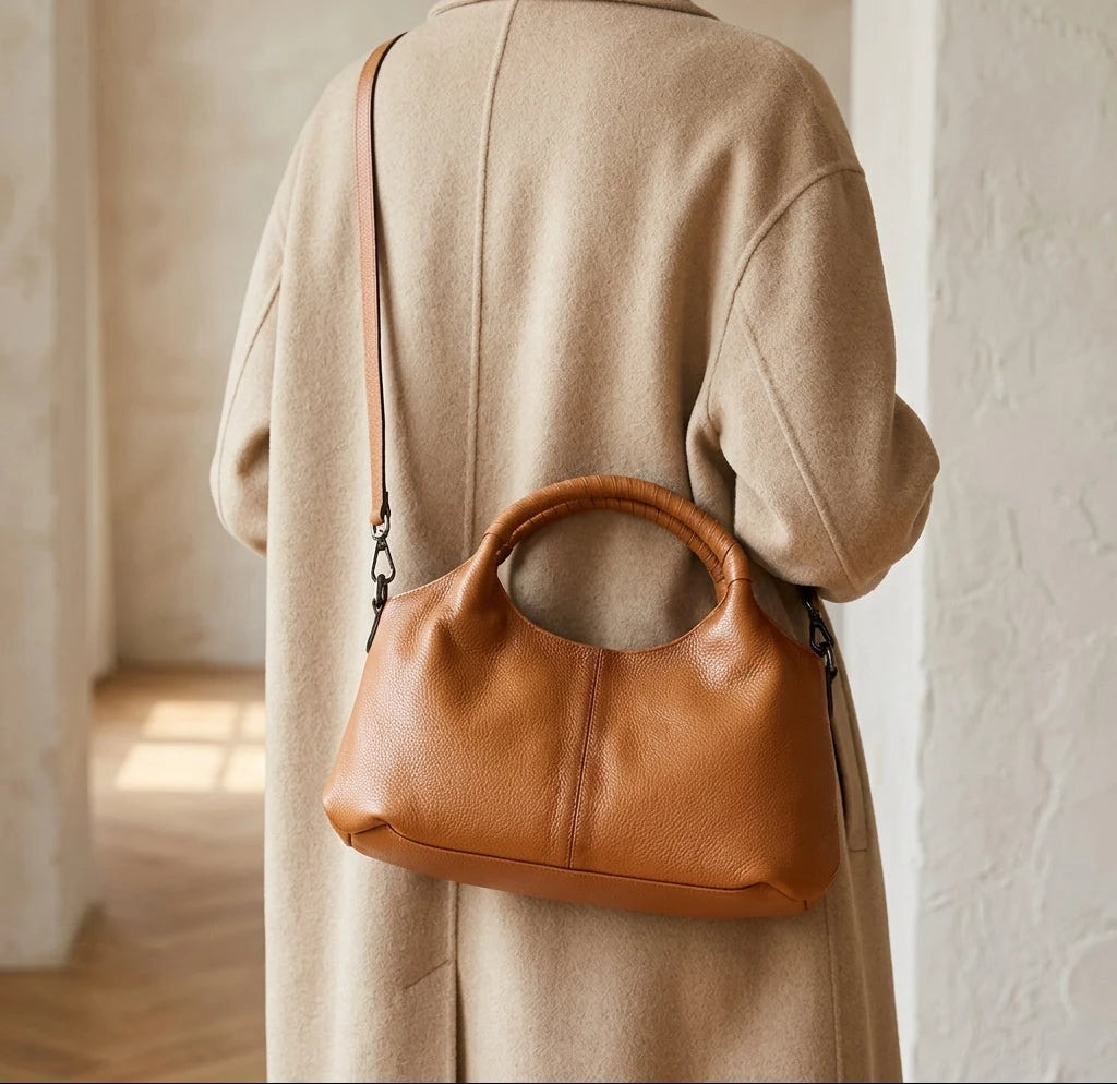 Sac à main bandoulière fourre-tout en cuir véritable ample - Caterina