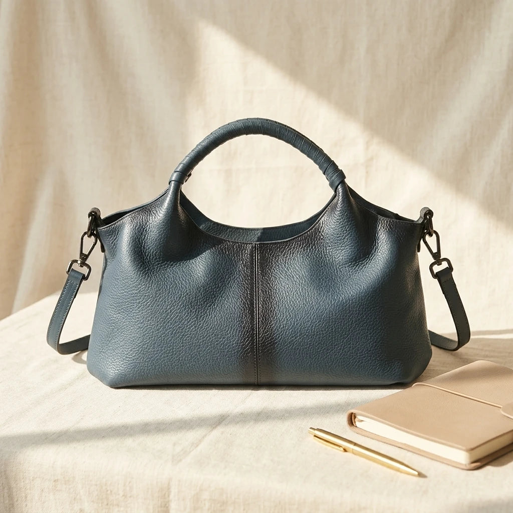 Sac à main bandoulière fourre-tout en cuir véritable ample - Caterina