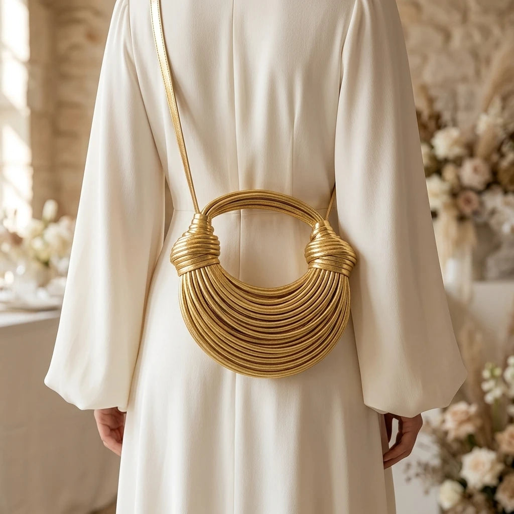 Sac à main bandoulière hobo tissé argent chic - Irena
