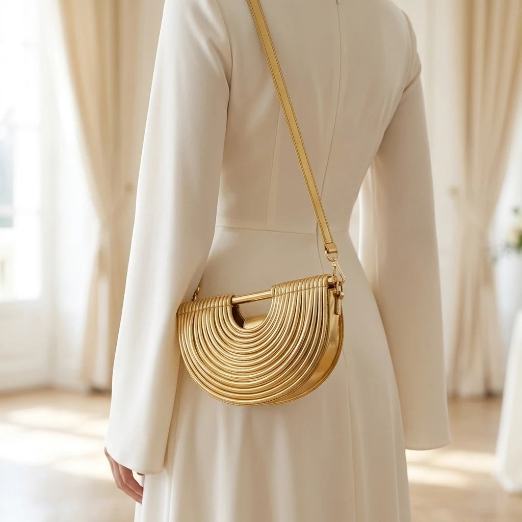 Sac à main bandoulière hobo tissé argent chic - Leandra