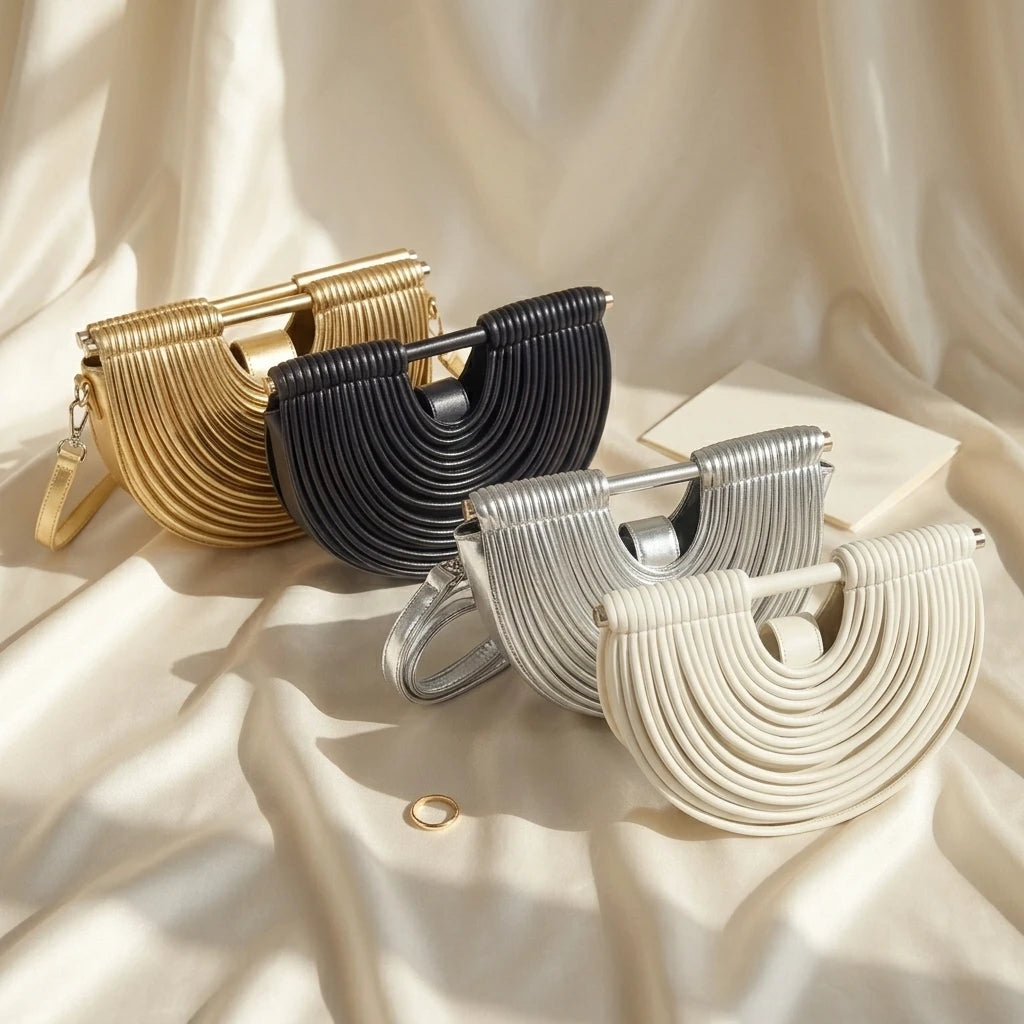 Sac à main bandoulière hobo tissé argent chic - Leandra