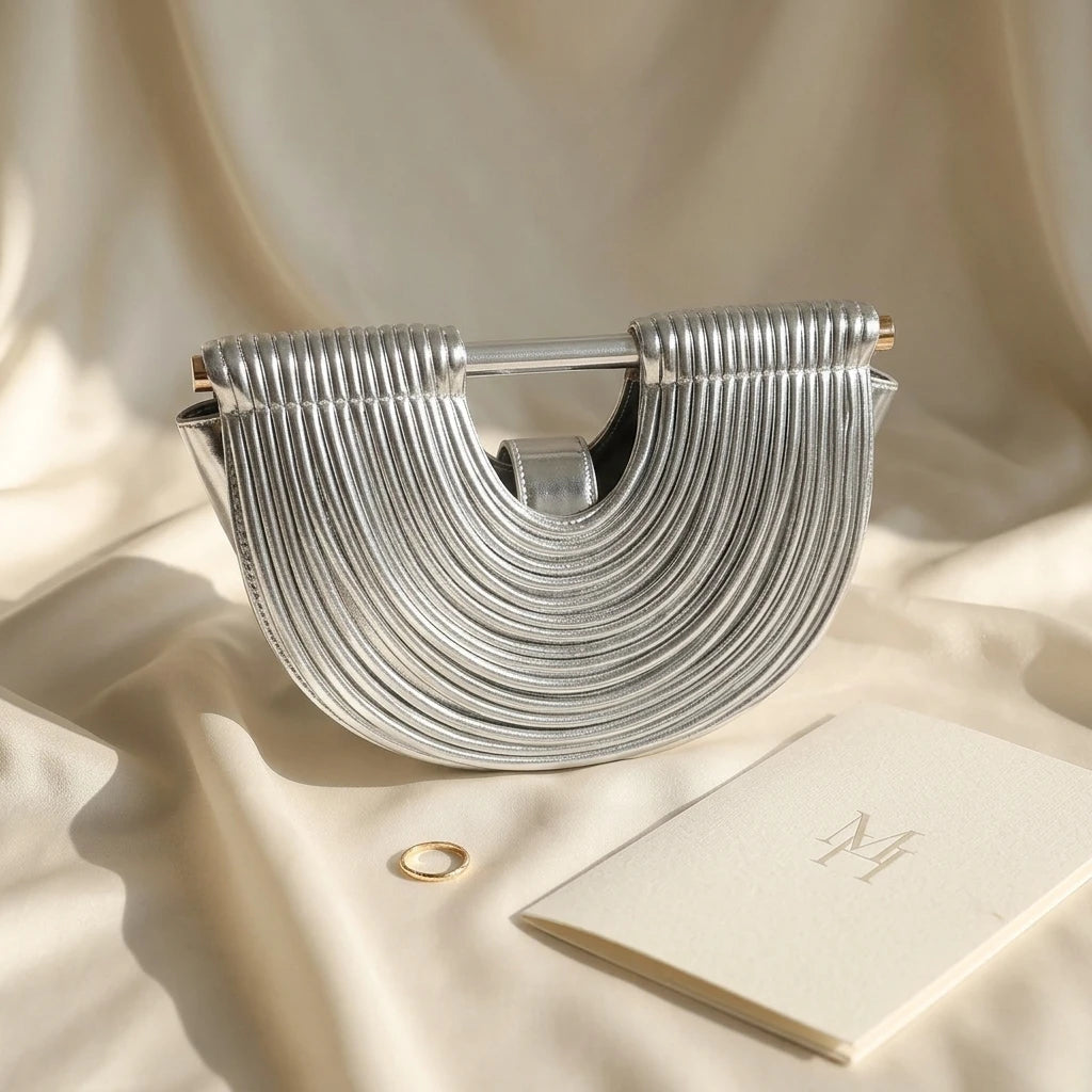 Sac à main bandoulière hobo tissé argent chic - Leandra