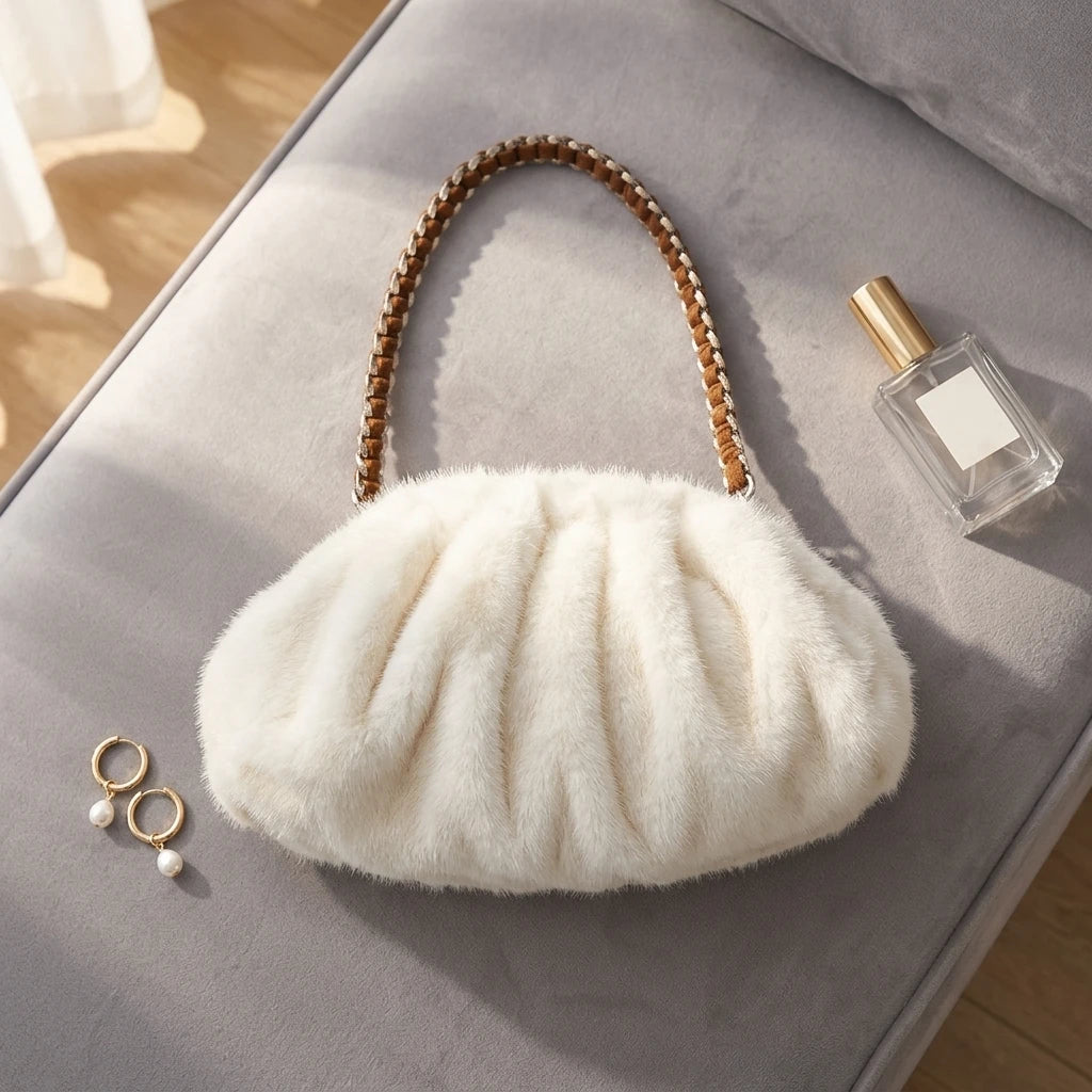 Sac à main bandoulière moelleux en fausse fourrure - Isadora