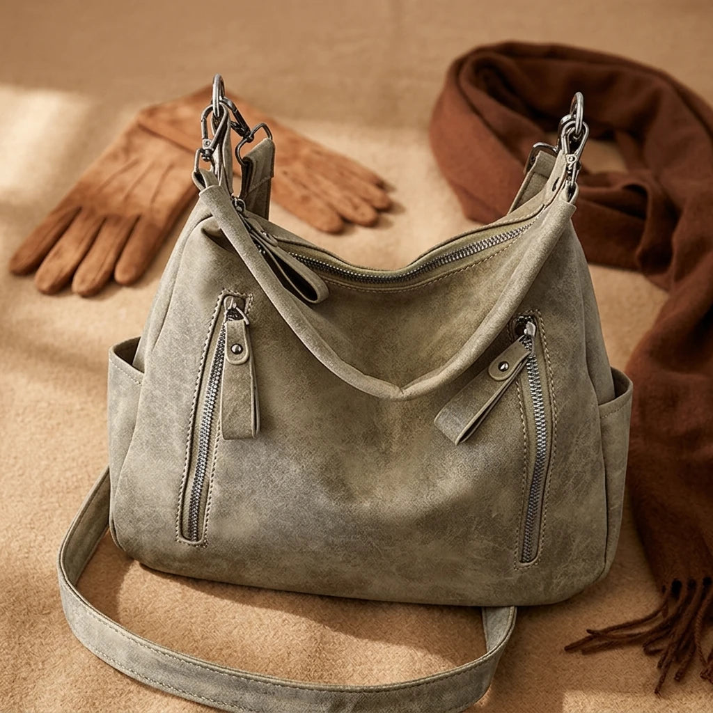 Sac à main bandoulière rétro en cuir souple - Teodora