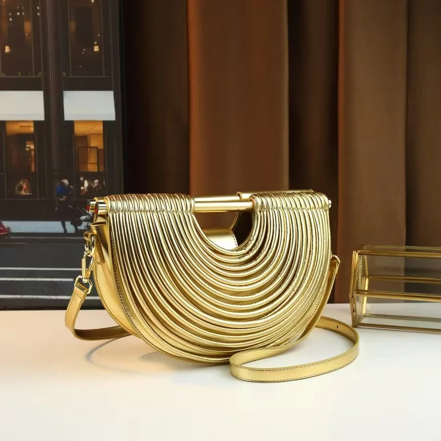 Sac à main bandoulière hobo tissé argent chic - Leandra - Maison Elvira