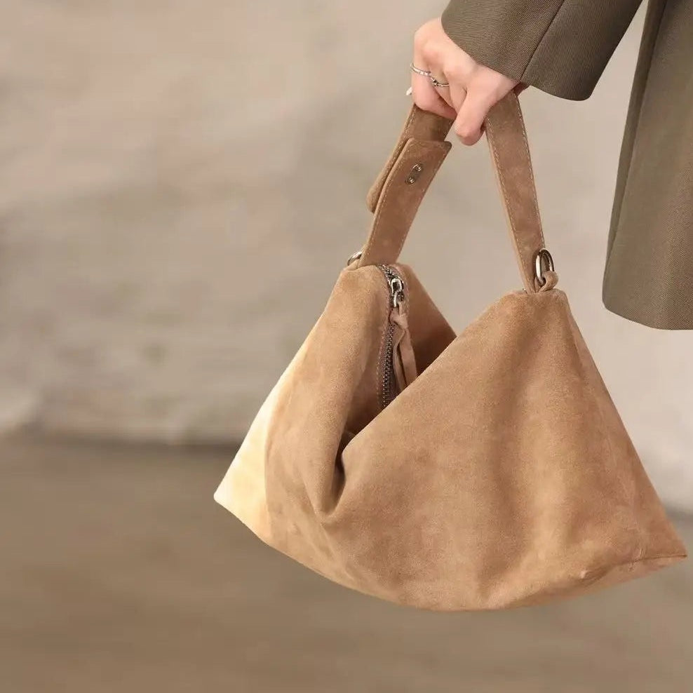 Sac à main bandoulière en daim doux - Ginevra - Maison Elvira