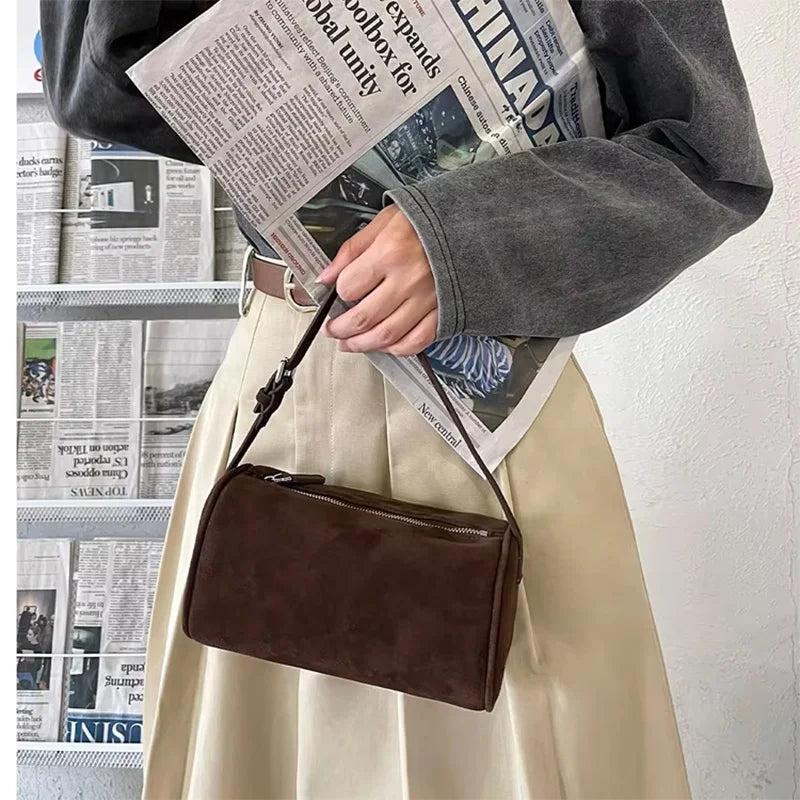 Sac à main bandoulière en daim véritable doux - Allegra - Maison Elvira