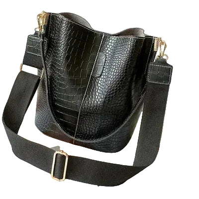 Sac à main bandoulière effet crocodile seau patiné - Francesca - Maison Elvira