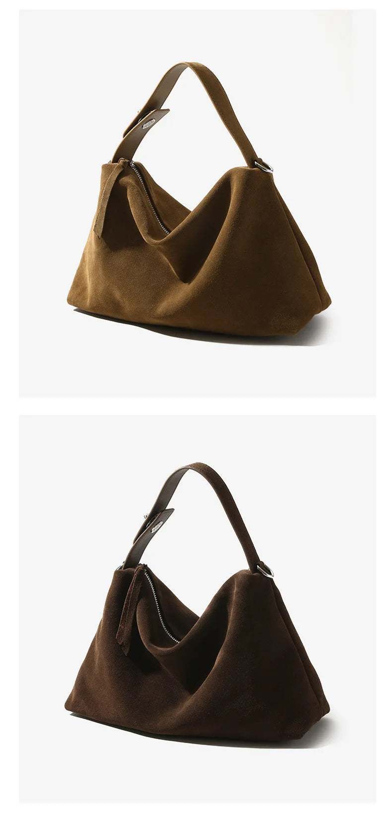 Sac à main bandoulière en daim doux - Ginevra - Maison Elvira