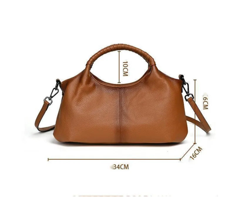 Sac à main bandoulière fourre-tout en cuir véritable ample - Caterina - Maison Elvira