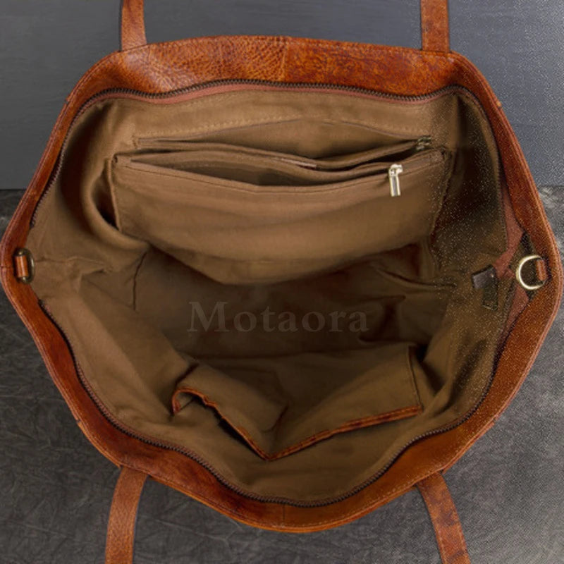 Sac à main bandoulière fourre-tout en cuir véritable majestueux - Valentina - Maison Elvira