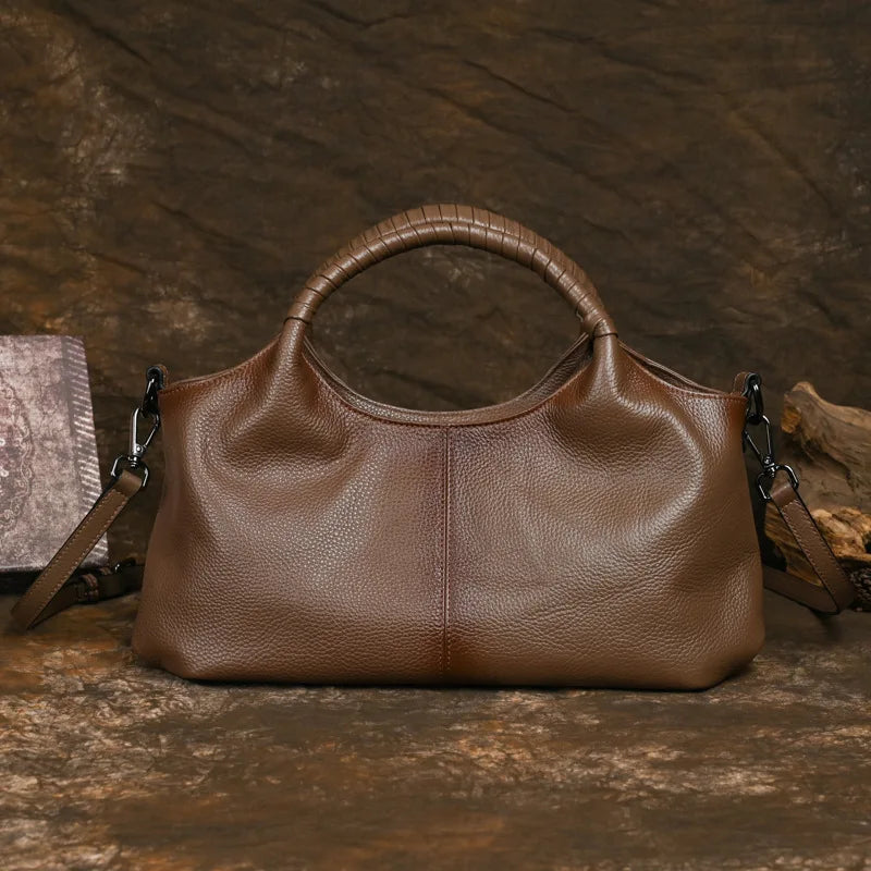 Sac à main bandoulière fourre-tout en cuir véritable ample - Caterina - Maison Elvira