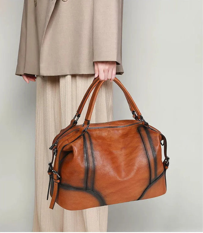 Sac à main bandoulière en cuir véritable traditionnel - Marina - Maison Elvira