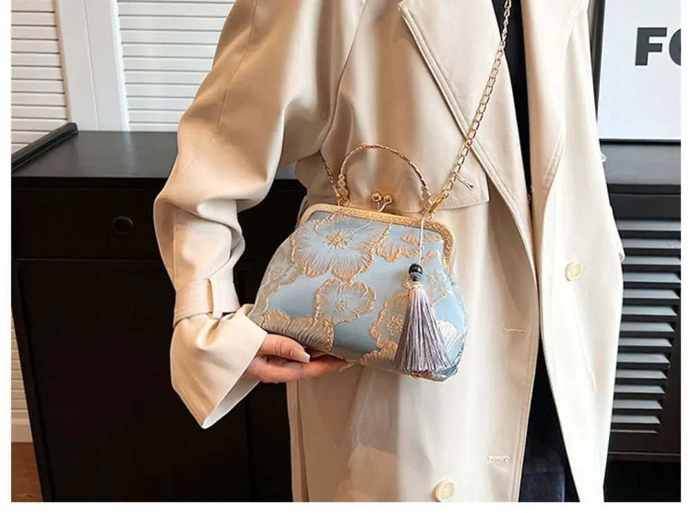 Sac à main bandoulière brodé d’inspiration chinoise - Agnese - Maison Elvira