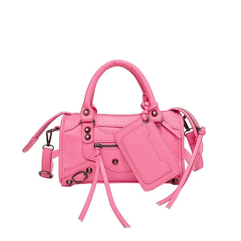 Sac à main bandoulière style moto simple à rivets - Donatella - Maison Elvira