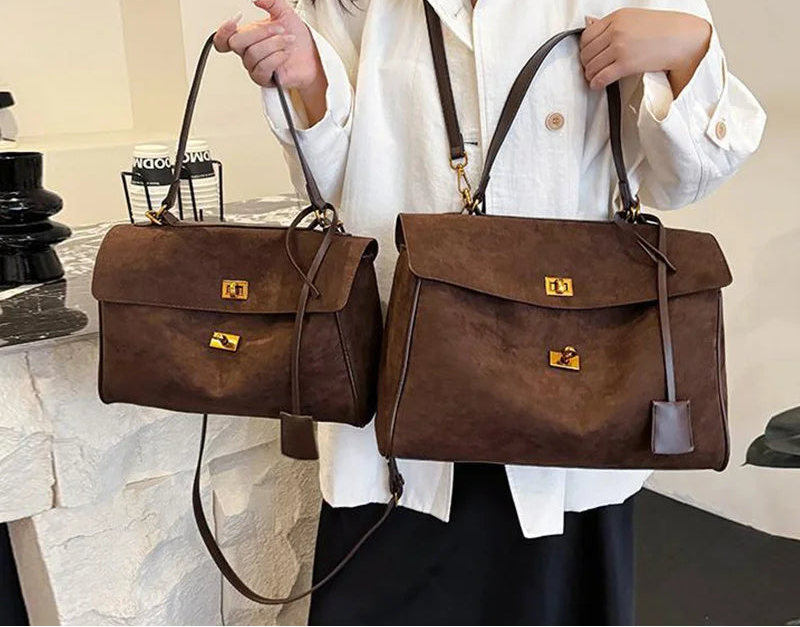 Sac à main bandoulière en cuir daim givré noble - Luciana - Maison Elvira