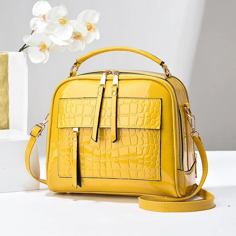 Sac à main bandoulière effet crocodile brillant - Alessia - Maison Elvira