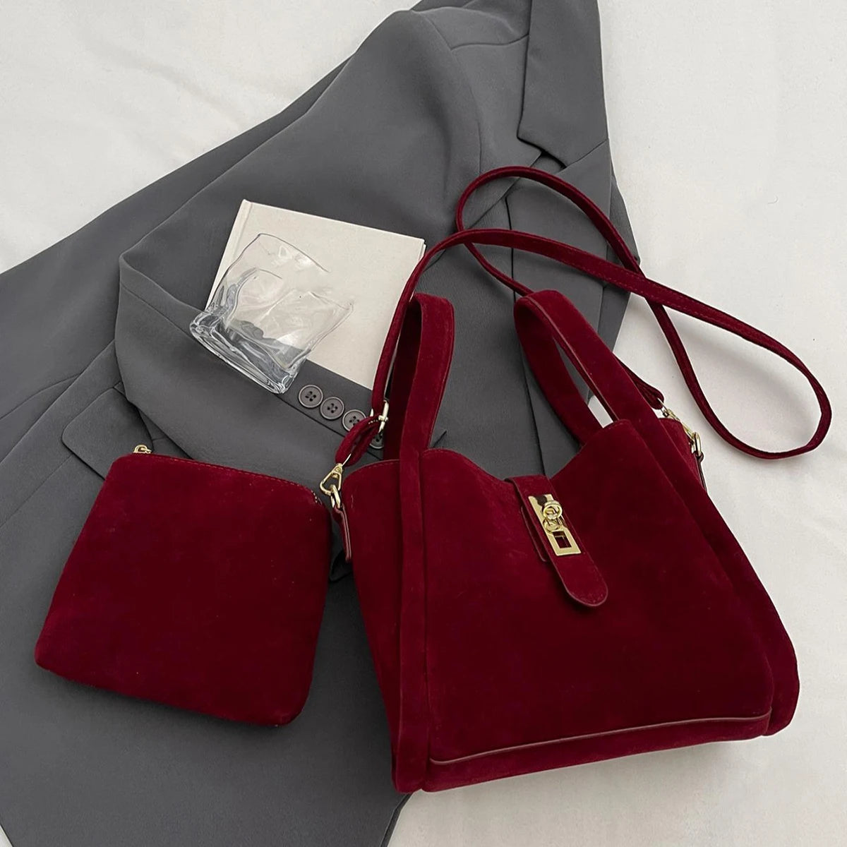 Sac à main bandoulière en daim givré élégant - Greta - Maison Elvira