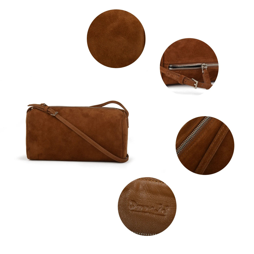 Sac à main bandoulière en daim véritable doux - Allegra - Maison Elvira