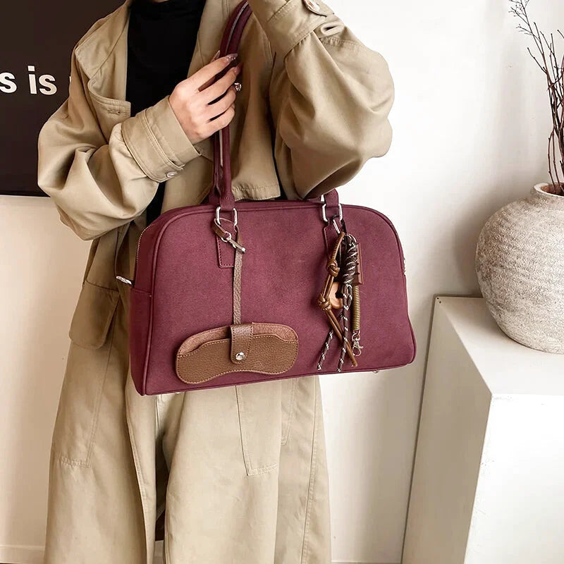 Sac à main bandoulière en daim spacieux - Silvia - Maison Elvira