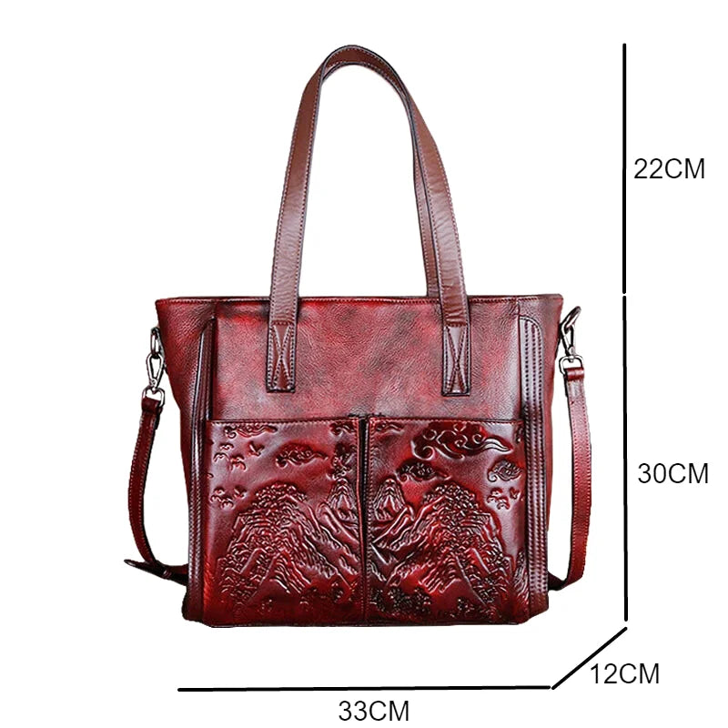Sac à main vintage en cuir véritable gaufré fait main - Ofelia - Maison Elvira