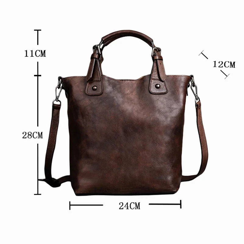 Sac à main bandoulière en cuir véritable authentique - Alba - Maison Elvira