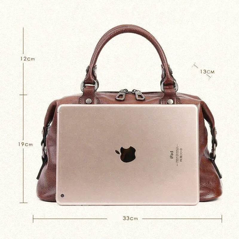 Sac à main bandoulière en cuir véritable sobre - Carla - Maison Elvira