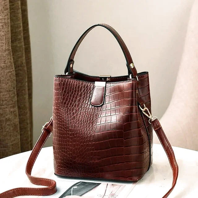 Sac à main bandoulière seau crocodile chic - Federica - Maison Elvira